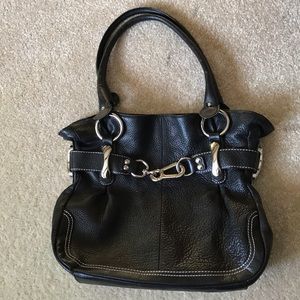 B Makowski black pebbled leather shoulder bag
